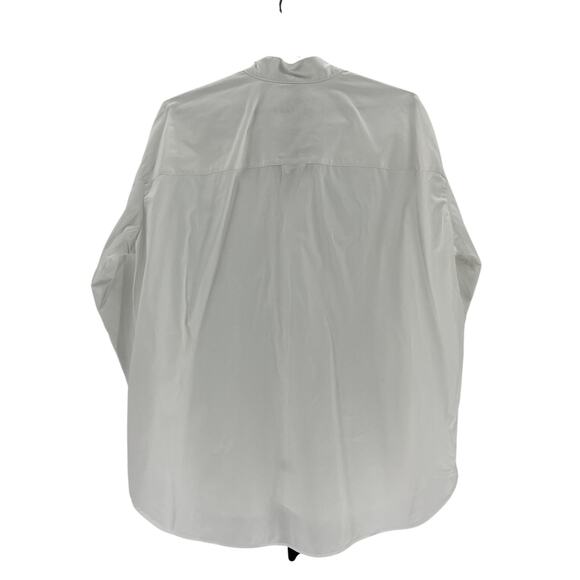 Frank & Eileen 'Victoria' White Cotton Collarless Button Down Shirt Size S - Picture 3 of 4